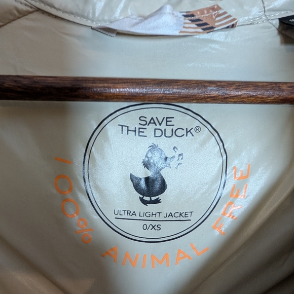 SAVE THE DUCK Brown Gray Black Plaid Puffer Coat Jacket 0 XS Rare - Picture 10 of 13